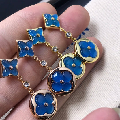 [Olivia Jewelry]STAR AND SUN AGATE DIAMOND EARRINGS