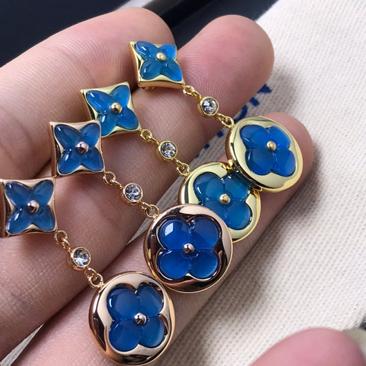[Olivia Jewelry]STAR AND SUN AGATE DIAMOND EARRINGS