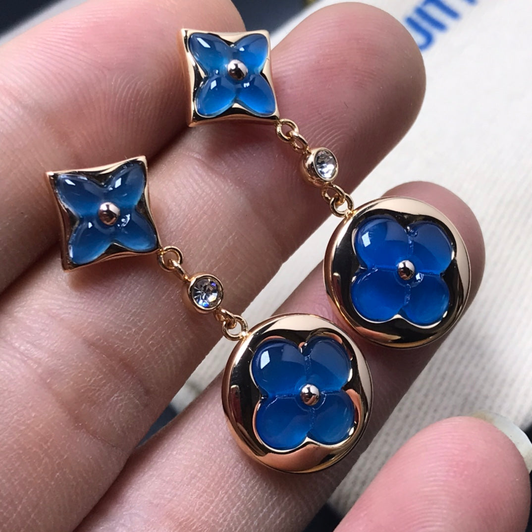 [Olivia Jewelry]STAR AND SUN AGATE DIAMOND EARRINGS