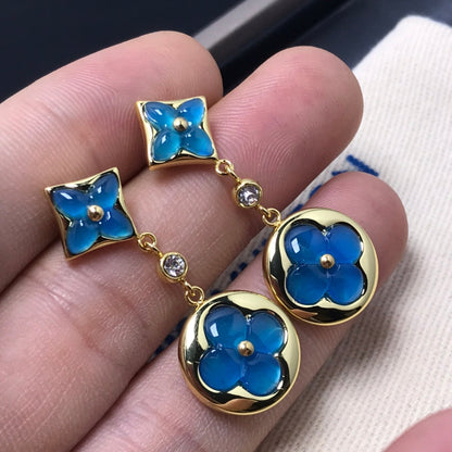 [Olivia Jewelry]STAR AND SUN AGATE DIAMOND EARRINGS