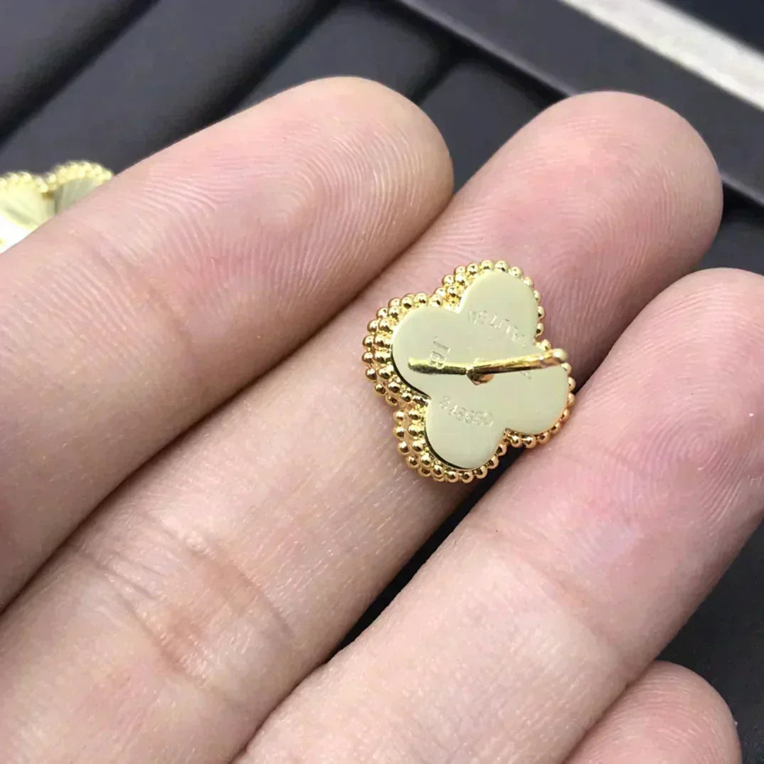 [Olivia Jewelry]CLOVER MINI 9.5MM LASER EARRINGS
