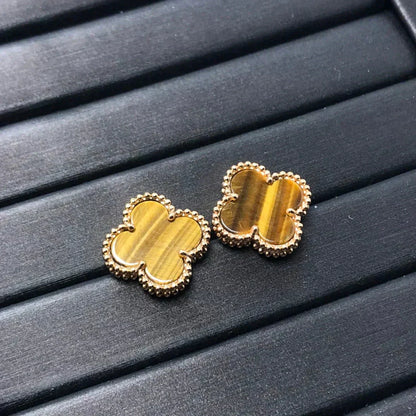 [Olivia Jewelry]CLOVER MEDIUM 1 MOTIFS TIGER EYE EARRINGS