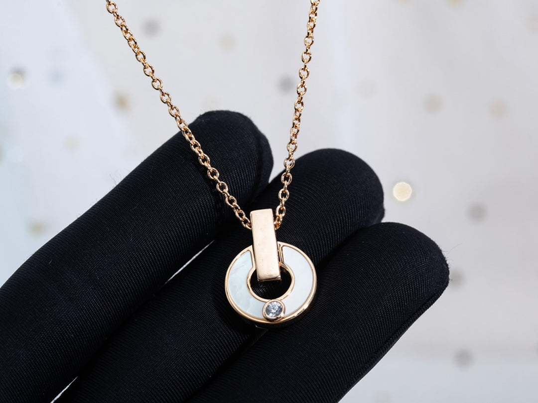 [OLIVIA]GARI NECKLACE PINK GOLD MOP