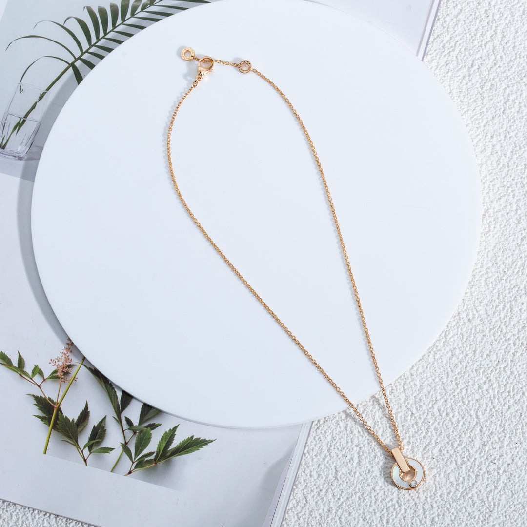 [OLIVIA]GARI NECKLACE PINK GOLD MOP