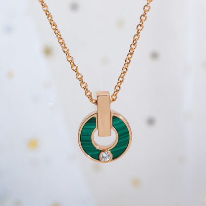 [OLIVIA]GARI NECKLACE PINK GOLD MALACHITE