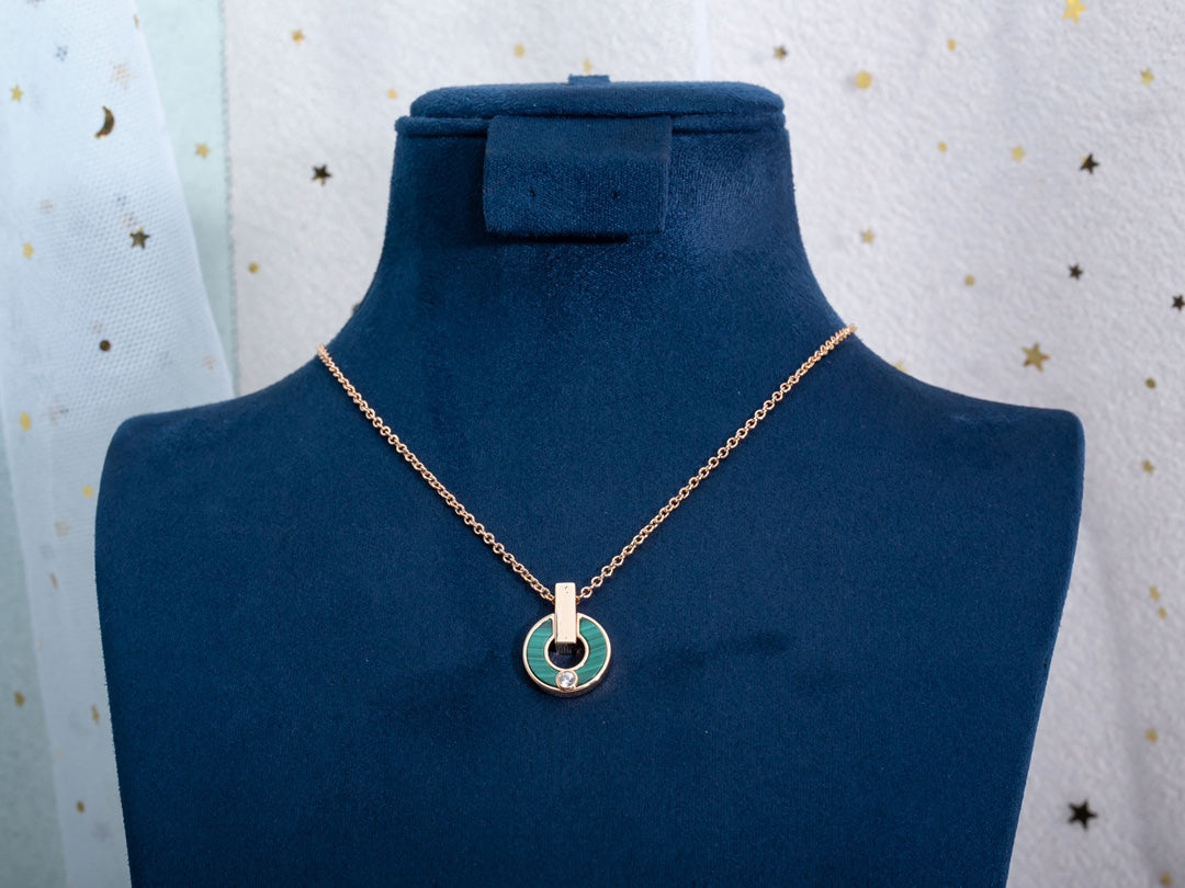 [OLIVIA]GARI NECKLACE PINK GOLD MALACHITE