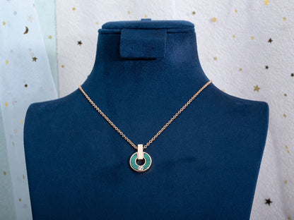 [OLIVIA]GARI NECKLACE PINK GOLD MALACHITE