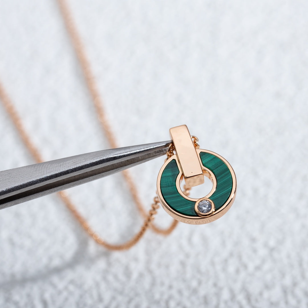 [OLIVIA]GARI NECKLACE PINK GOLD MALACHITE