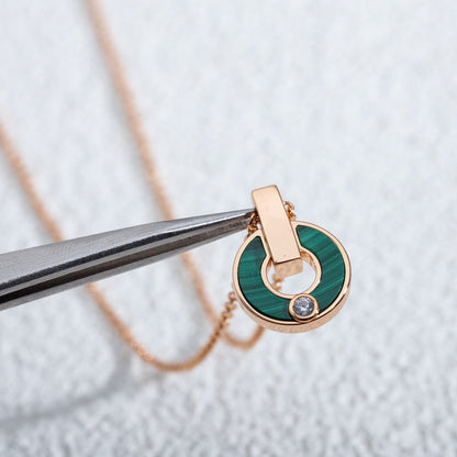 [OLIVIA]GARI NECKLACE PINK GOLD MALACHITE