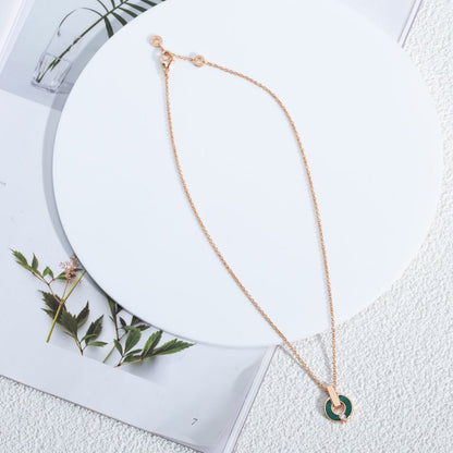 [OLIVIA]GARI NECKLACE PINK GOLD MALACHITE