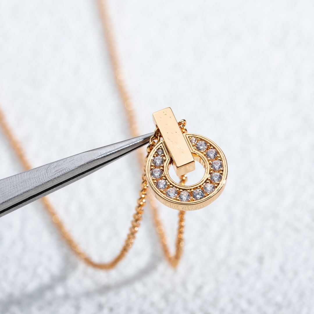 [OLIVIA]GARI NECKLACE PINK GOLD DIAMOND