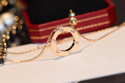 [Olivia Jewelry]LOVE NECKLACE 16MM 6 DIAMONDS PINK GOLD