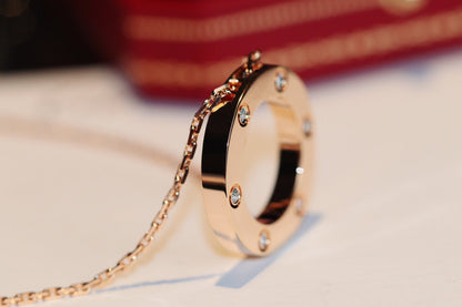 [Olivia Jewelry]LOVE NECKLACE 16MM 6 DIAMONDS PINK GOLD