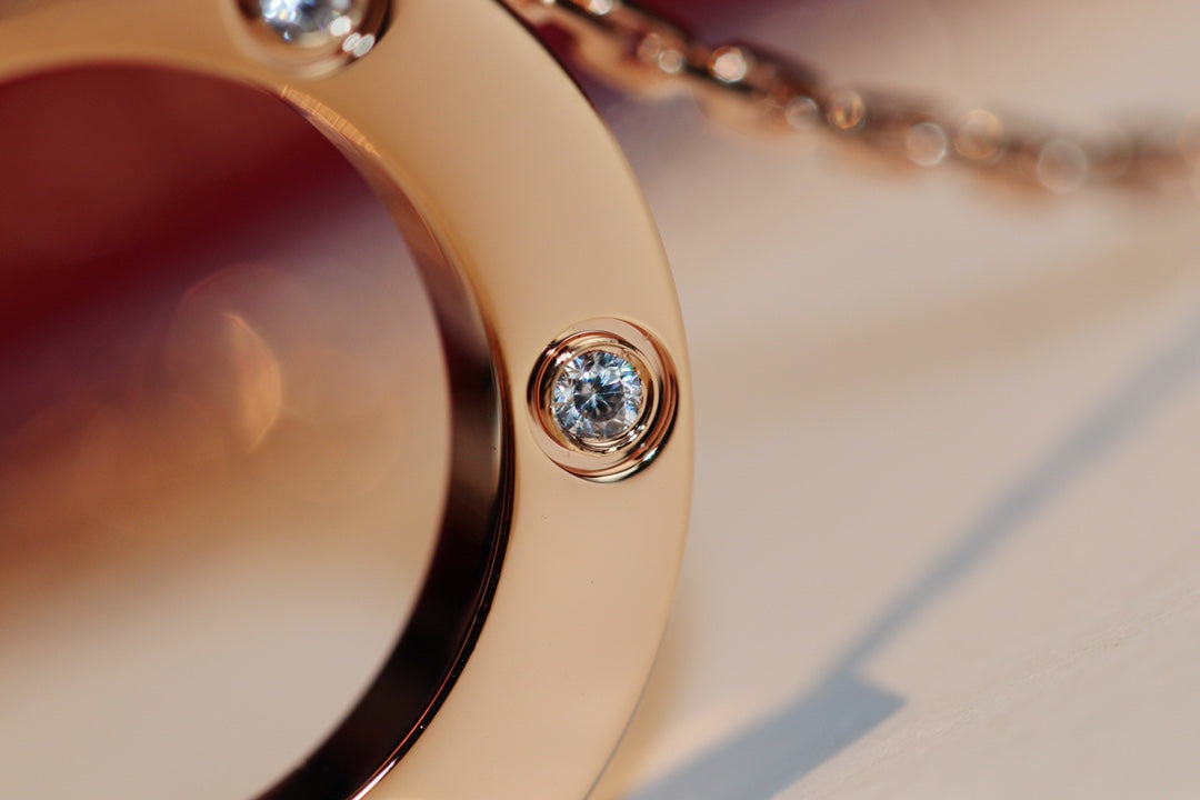 [Olivia Jewelry]LOVE NECKLACE 16MM 6 DIAMONDS PINK GOLD