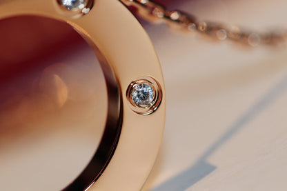 [Olivia Jewelry]LOVE NECKLACE 16MM 6 DIAMONDS PINK GOLD
