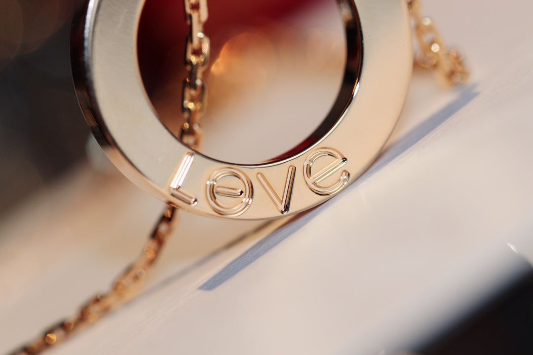 [Olivia Jewelry]LOVE NECKLACE 16MM 6 DIAMONDS PINK GOLD