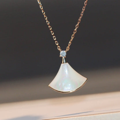 [OLIVIA]DREAM NECKLACE WHITE MOP PINK GOLD 1 DIAMOND