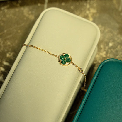 [Olivia Jewelry]SUN MALACHITE 1 DIAMOND PINK GOLD BRACELET