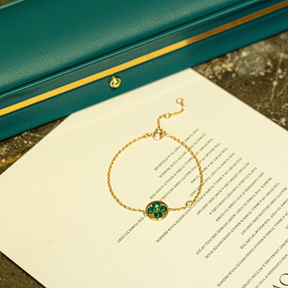 [Olivia Jewelry]SUN MALACHITE 1 DIAMOND PINK GOLD BRACELET
