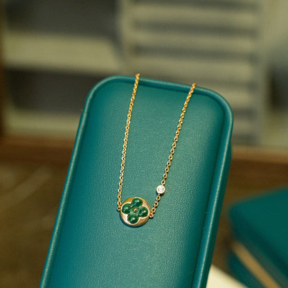 [Olivia Jewelry]SUN MALACHITE 1 DIAMOND PINK GOLD BRACELET