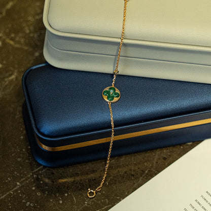 [Olivia Jewelry]SUN MALACHITE 1 DIAMOND PINK GOLD BRACELET