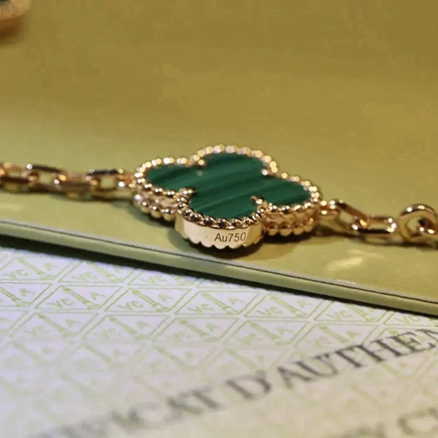 [Olivia JW]CLOVER 5 MOTIFS MALACHITE BRACELET
