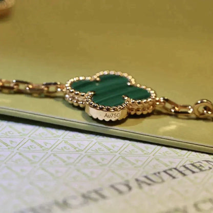 [Olivia JW]CLOVER 5 MOTIFS MALACHITE BRACELET