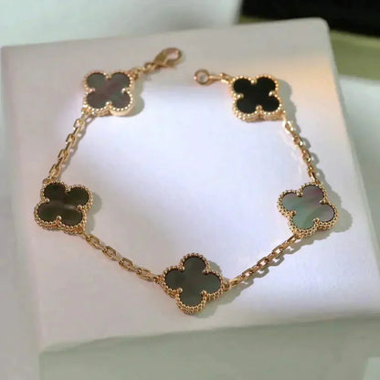[Olivia JW]CLOVER 5 MOTIF GRAY MOP  BRACELET