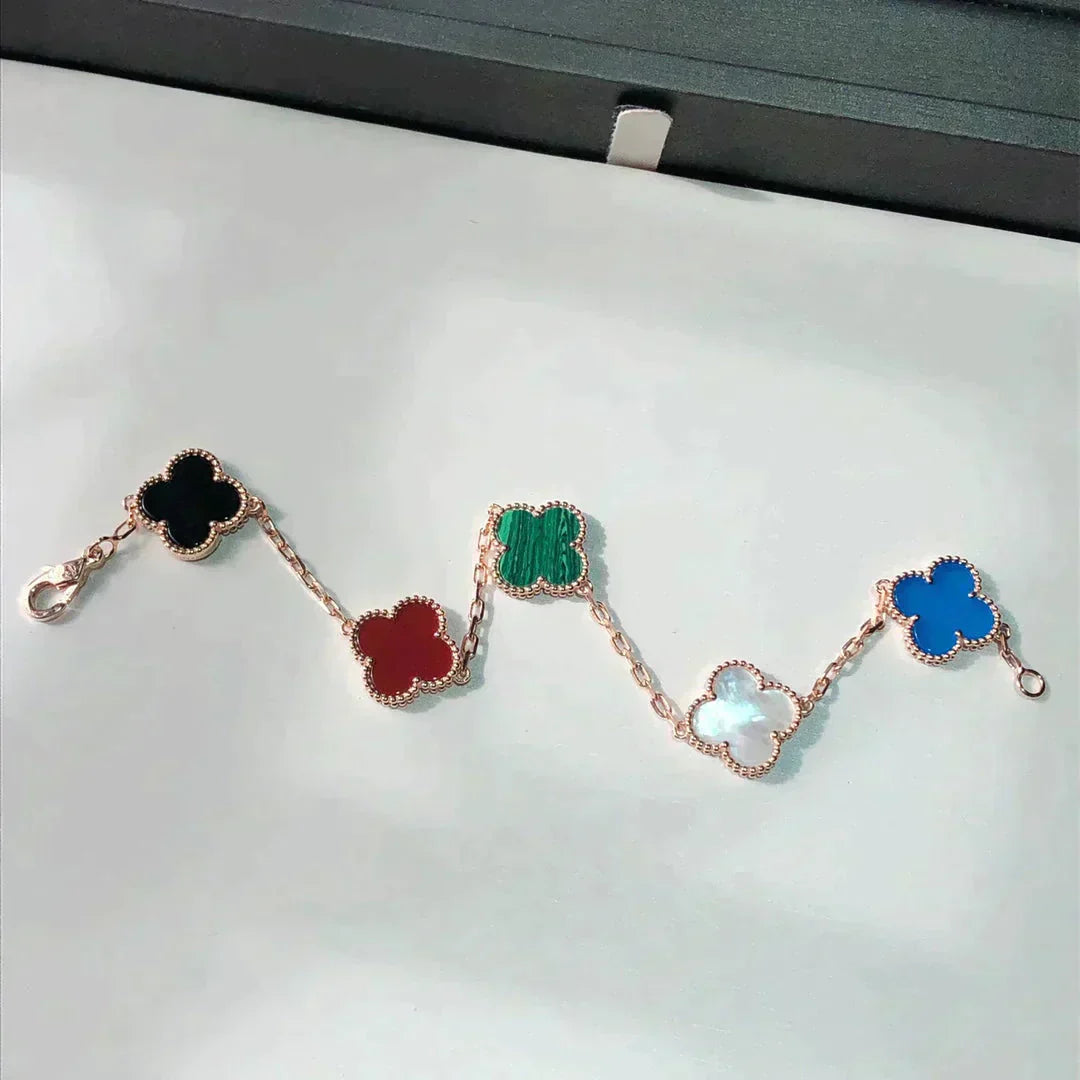 [Olivia JW]CLOVER 5 MOTIFS MULTICOLOR  BRACELET