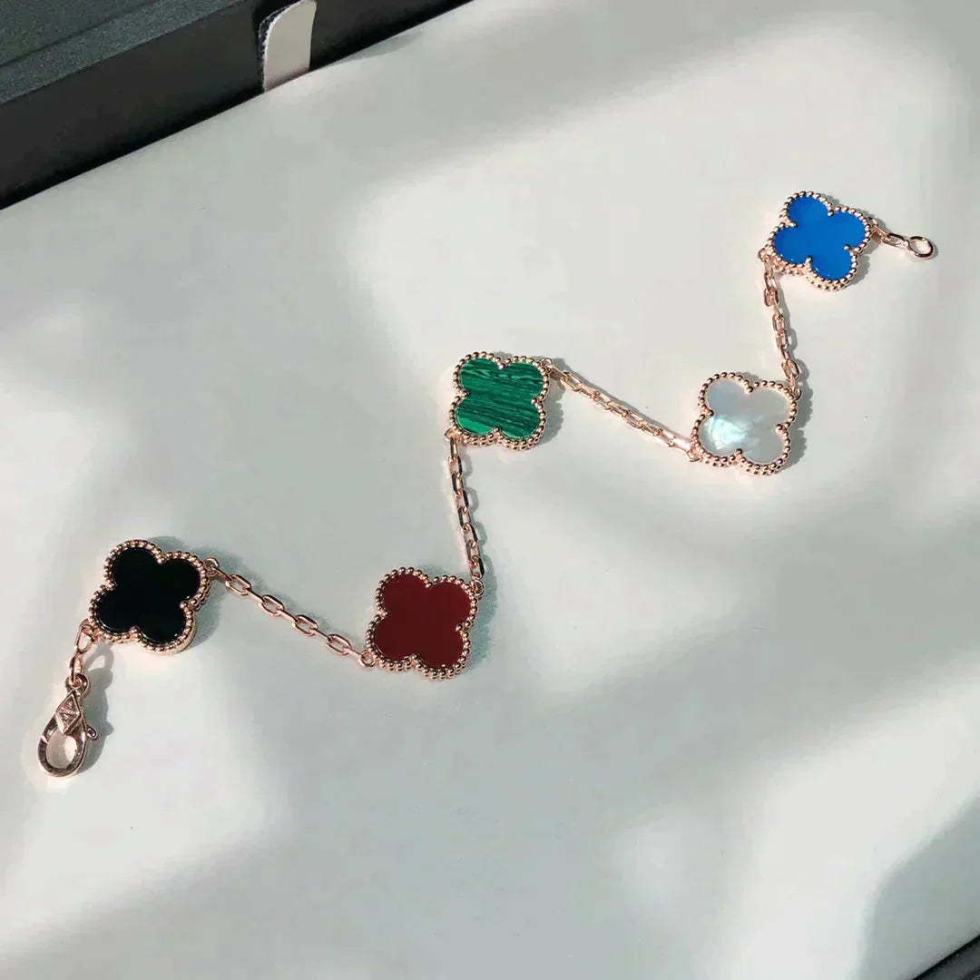 [Olivia JW]CLOVER 5 MOTIFS MULTICOLOR  BRACELET