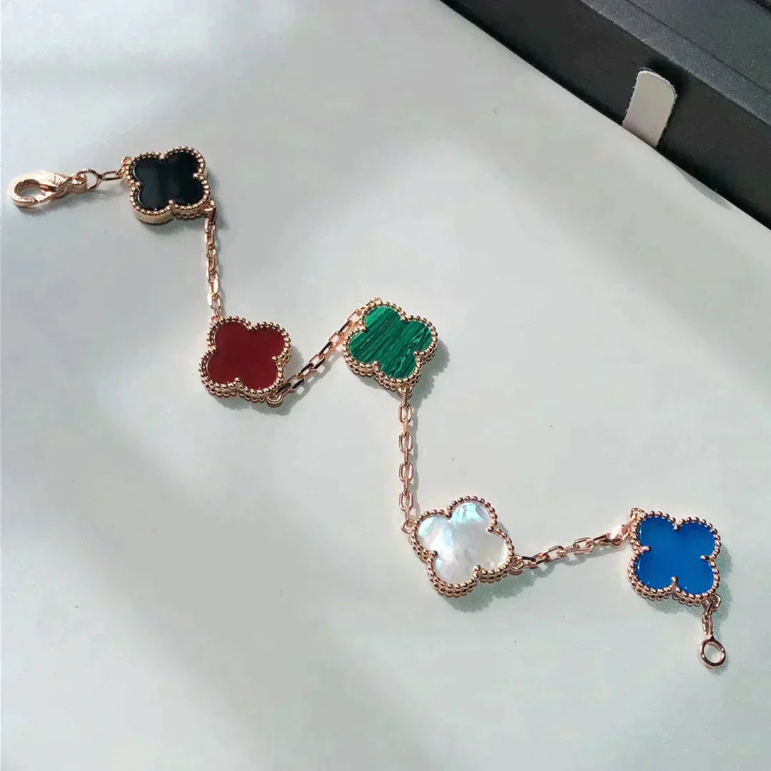 [Olivia JW]CLOVER 5 MOTIFS MULTICOLOR  BRACELET