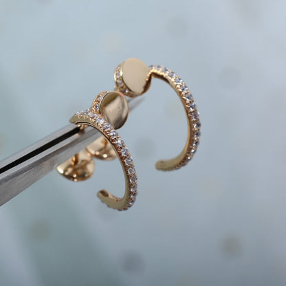 [Olivia Jewelry]JUSTE EARRINGS 12.75MM PINK GOLD DIAMOND