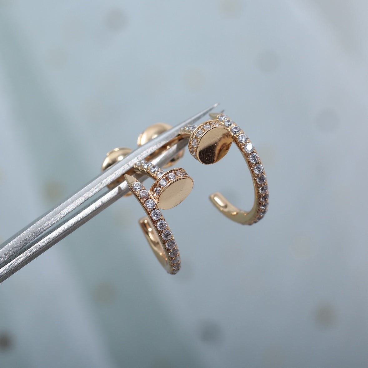 [Olivia Jewelry]JUSTE EARRINGS 12.75MM PINK GOLD DIAMOND