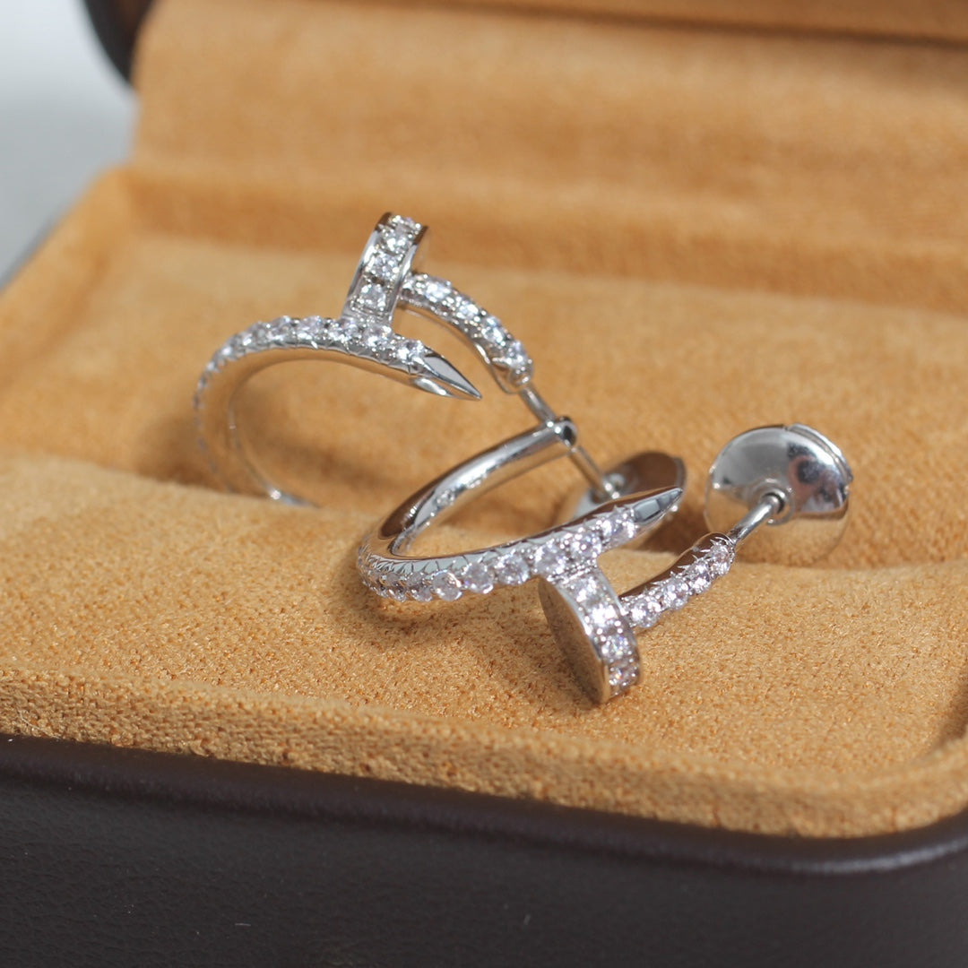 [Olivia Jewelry]JUSTE EARRINGS 12.75MM SILVER DIAMOND