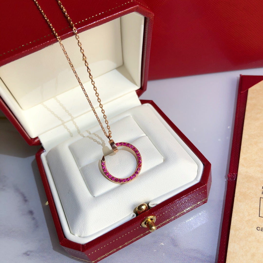 [Olivia Jewelry]JUSTE NECKLACE GOLD RED DIAMONDS