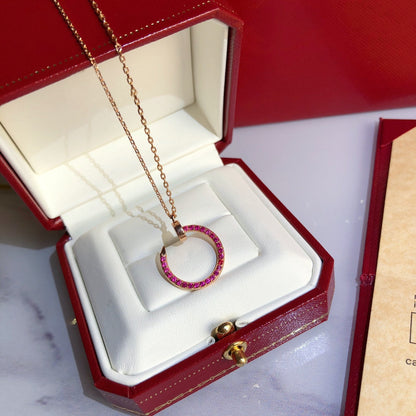 [Olivia Jewelry]JUSTE NECKLACE GOLD RED DIAMONDS