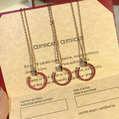 [Olivia Jewelry]JUSTE NECKLACE GOLD RED DIAMONDS