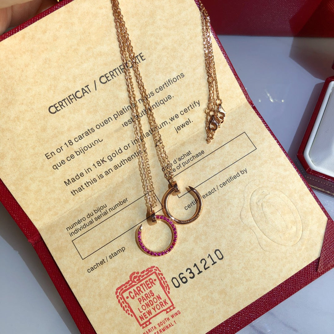 [Olivia Jewelry]JUSTE NECKLACE GOLD RED DIAMONDS