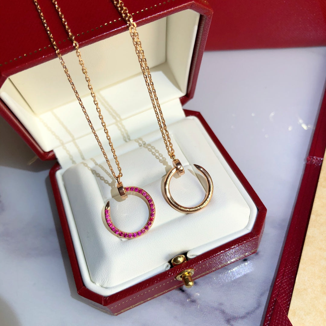 [Olivia Jewelry]JUSTE NECKLACE GOLD RED DIAMONDS