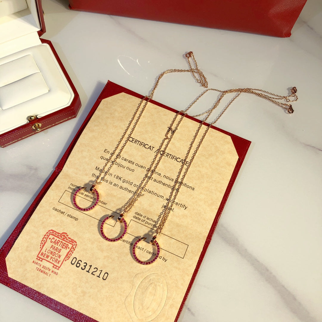 [Olivia Jewelry]JUSTE NECKLACE GOLD RED DIAMONDS