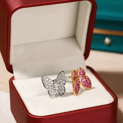 [Olivia Jewelry]TWIN BUTTERFLY DIAMOND RING