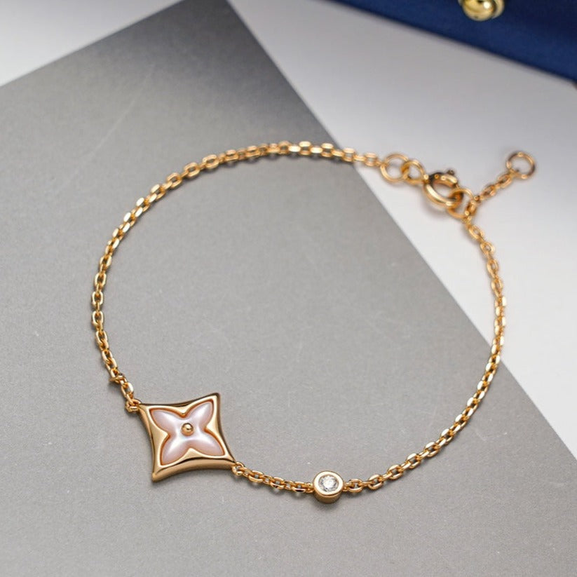 [Olivia Jewelry]STAR 1 DIAMOND PINK GOLD BRACELET