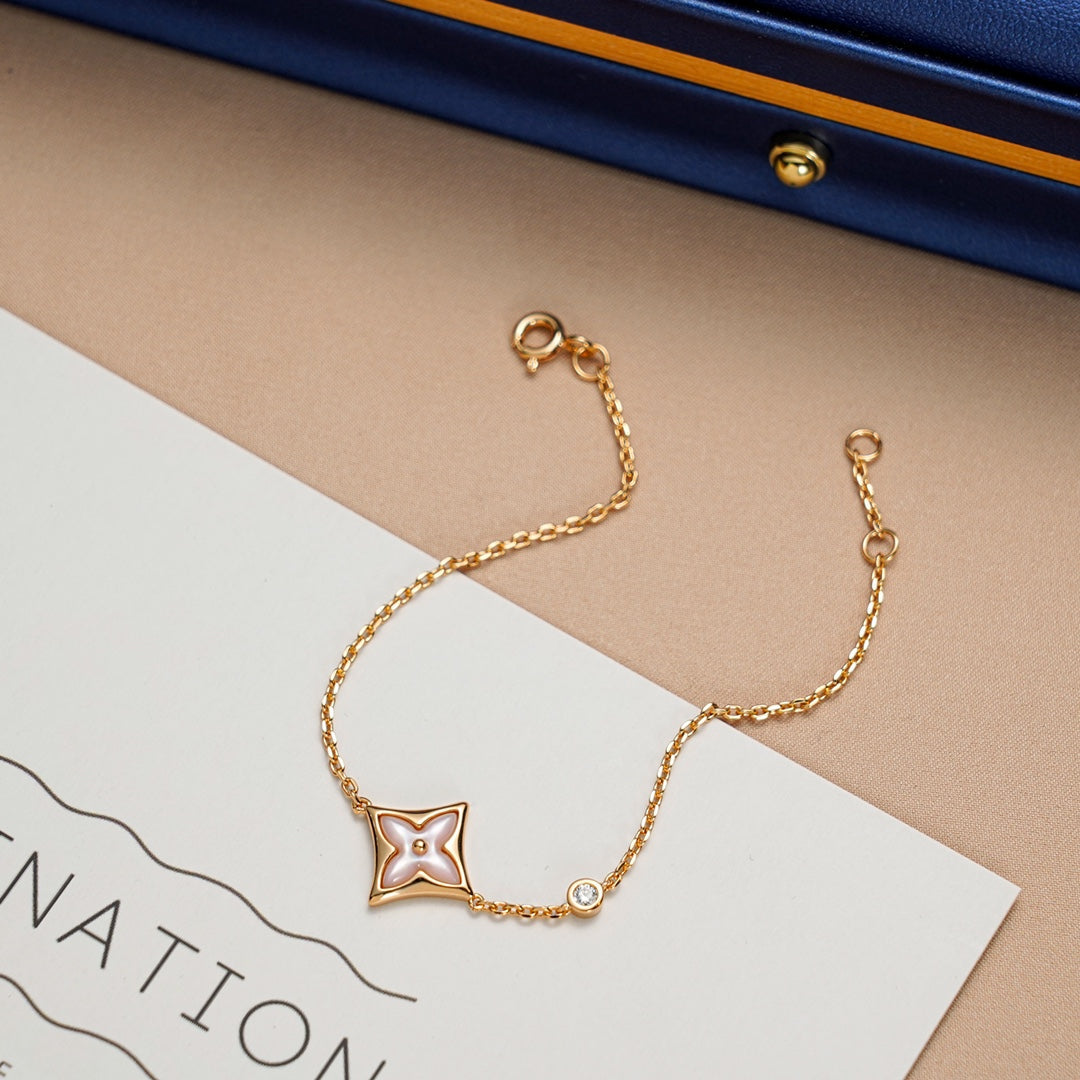 [Olivia Jewelry]STAR 1 DIAMOND PINK GOLD BRACELET
