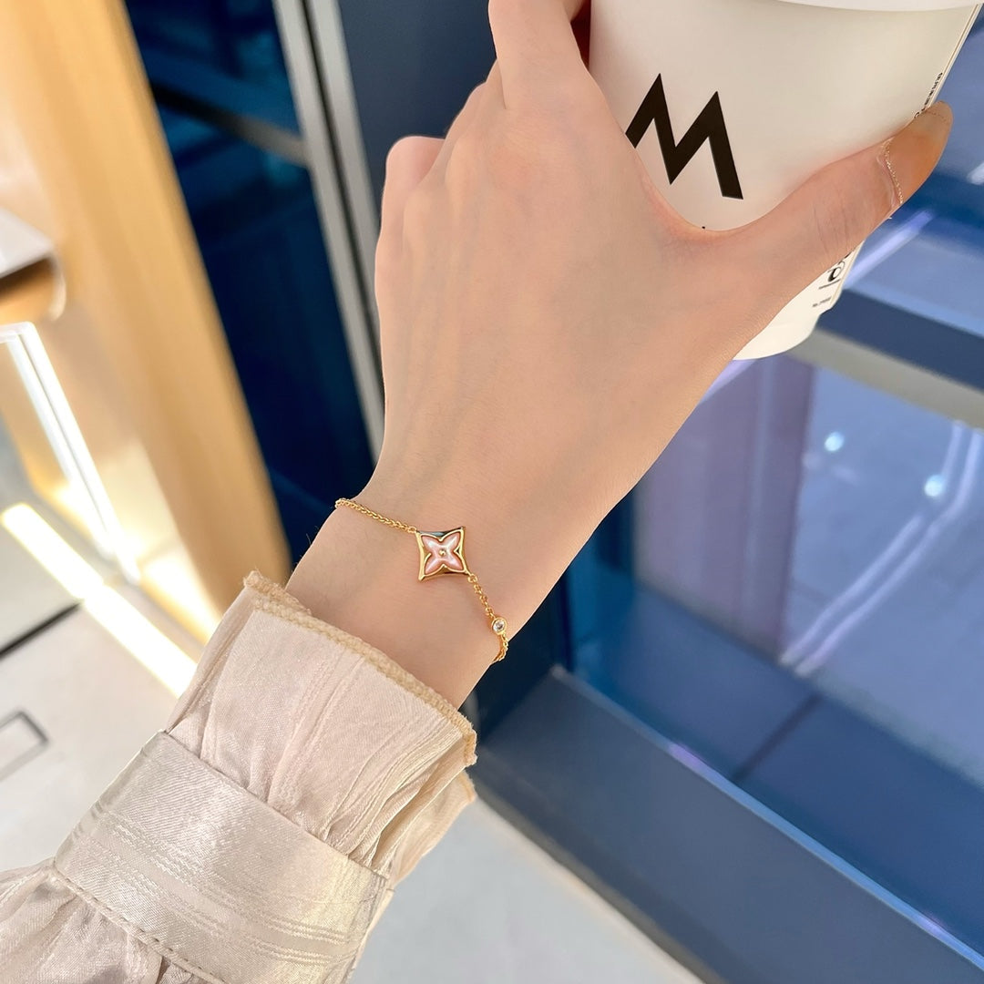 [Olivia Jewelry]STAR 1 DIAMOND PINK GOLD BRACELET