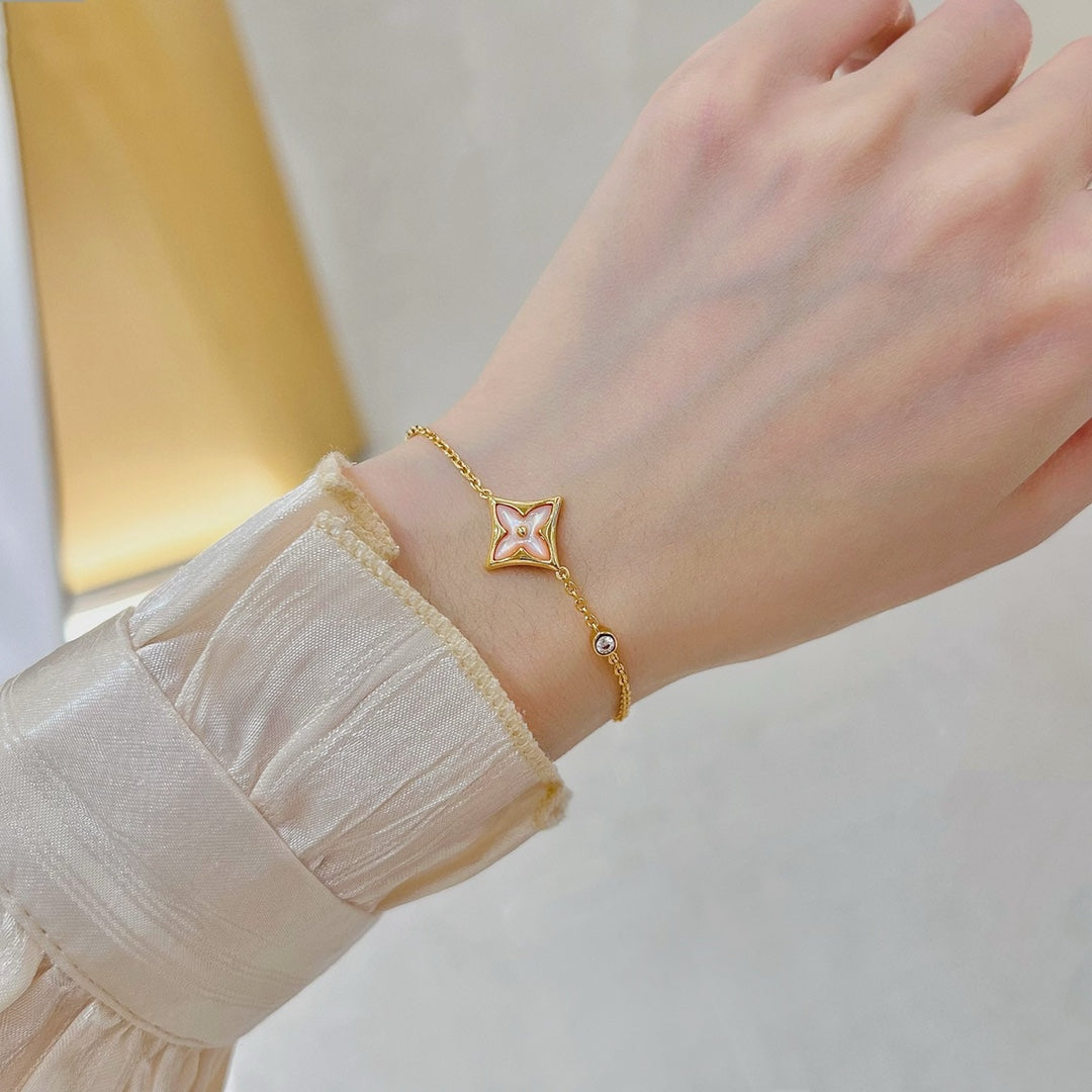 [Olivia Jewelry]STAR 1 DIAMOND PINK GOLD BRACELET