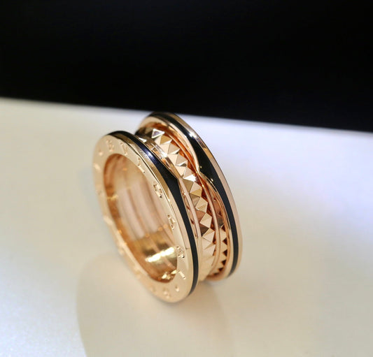 [OLIVIA]ZERO 1 PINK GOLD BLACK CERAMIC RING