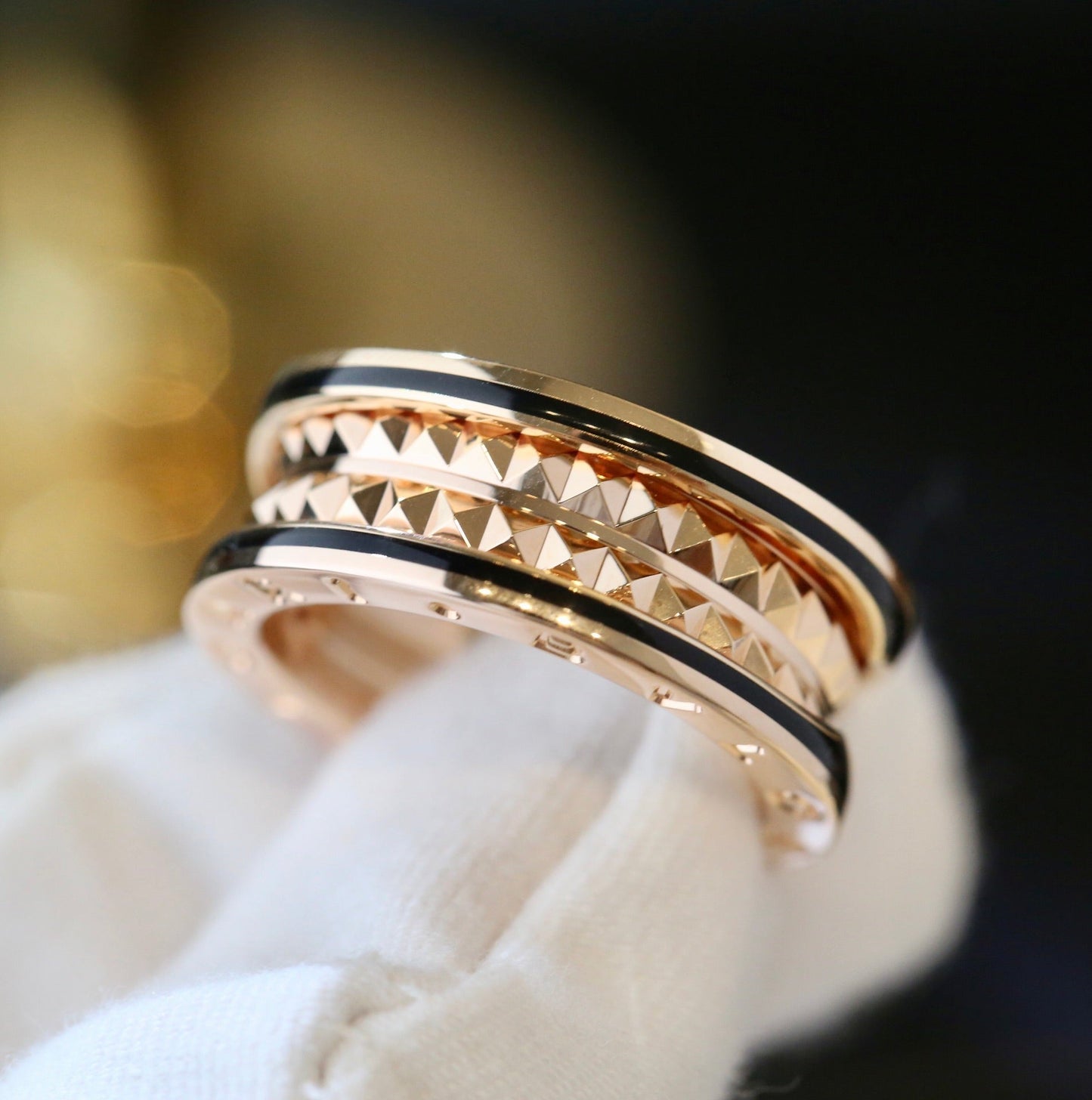 [Olivia Jewelry]ZERO 1 PINK GOLD BLACK CERAMIC RING