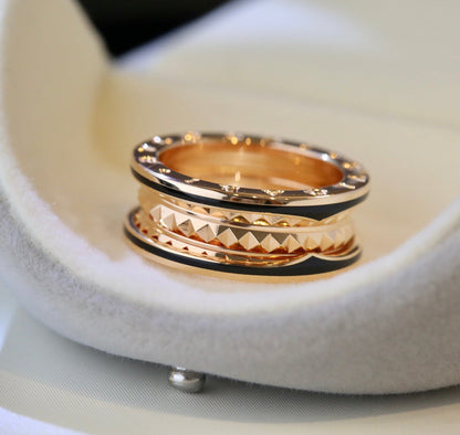 [Olivia Jewelry]ZERO 1 PINK GOLD BLACK CERAMIC RING