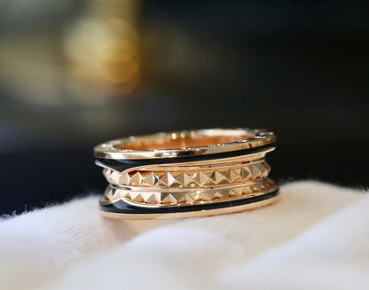 [Olivia Jewelry]ZERO 1 PINK GOLD BLACK CERAMIC RING