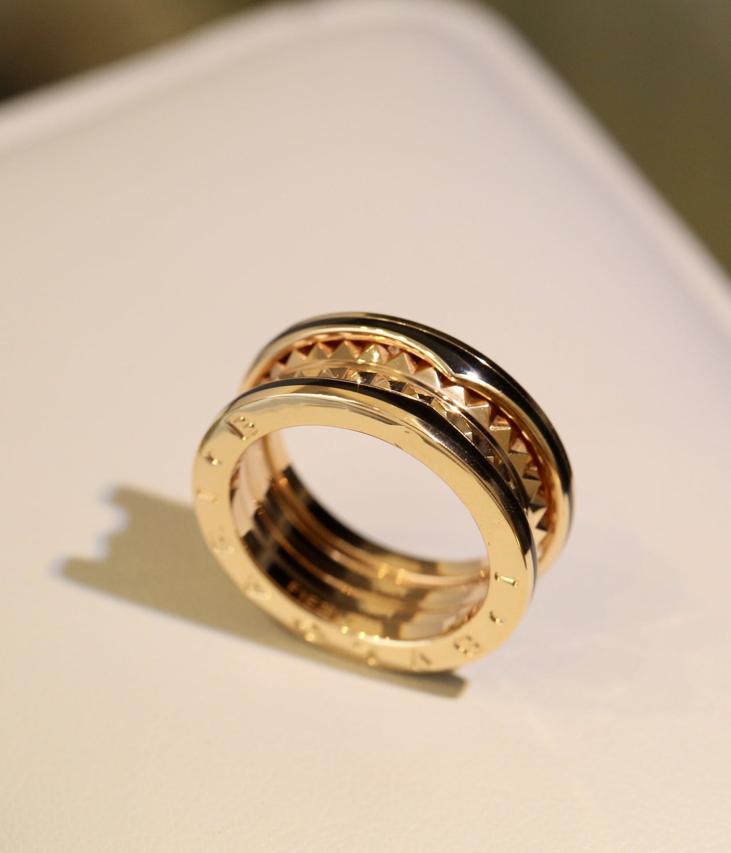 [Olivia Jewelry]ZERO 1 PINK GOLD BLACK CERAMIC RING
